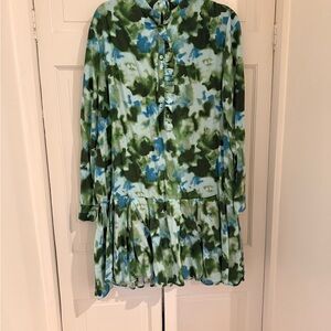 Tuckernuck Green and Blue Tie-Dye Dress